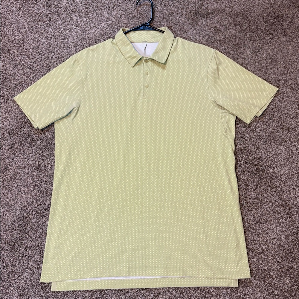 Lululemon Polo Shirt Mens Large L Yellow Snap Front Performance Polo Golf Shirt
